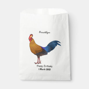 Sri Lankan junglefowl bird cartoon illustration Favour Bags