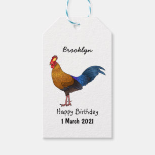 Sri Lankan junglefowl bird cartoon illustration Gift Tags