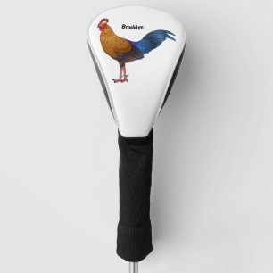 Sri Lankan junglefowl bird cartoon illustration Golf Head Cover