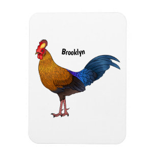 Sri Lankan junglefowl bird cartoon illustration Magnet