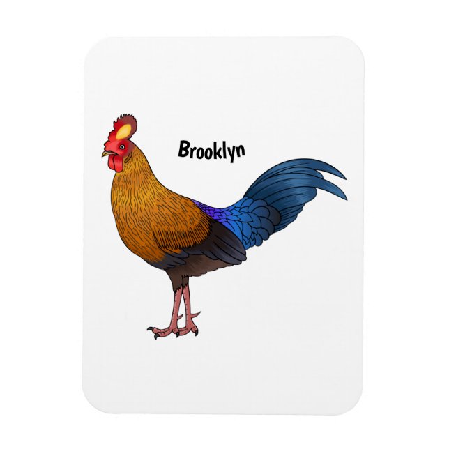 Sri Lankan junglefowl bird cartoon illustration  Magnet (Vertical)