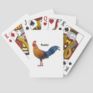 Sri Lankan junglefowl bird cartoon illustration Playing Cards