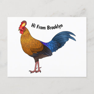 Sri Lankan junglefowl bird cartoon illustration  Postcard
