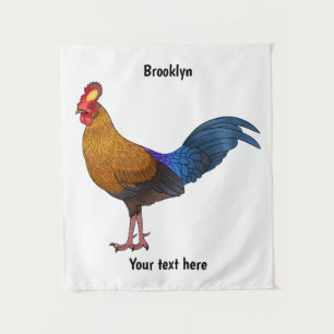 Sri Lankan junglefowl bird cartoon illustration Tapestry