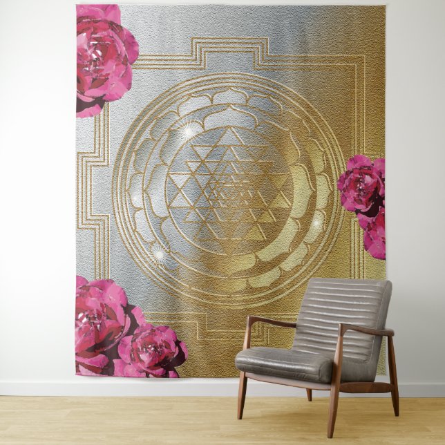 Sri Yantra and the Scent Of Roses II - Tapestry (In Situ)