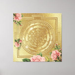 SRI YANTRA and the Scent Of Roses - Wrapped Canvas