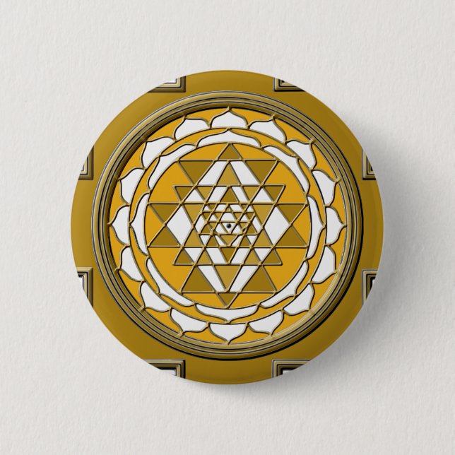 Sri Yantra Bronze 6 Cm Round Badge (Front)