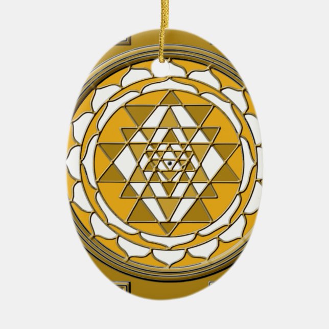 Sri Yantra Bronze Ceramic Tree Decoration (Front)