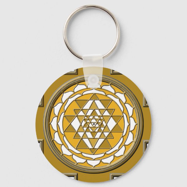 Sri Yantra Bronze Key Ring (Front)