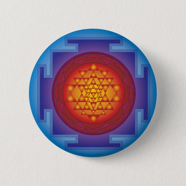 SRI YANTRA - FLAME 6 CM ROUND BADGE (Front)
