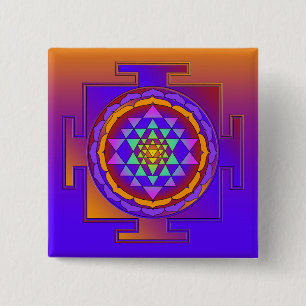 SRI YANTRA full coloured + your ideas 15 Cm Square Badge