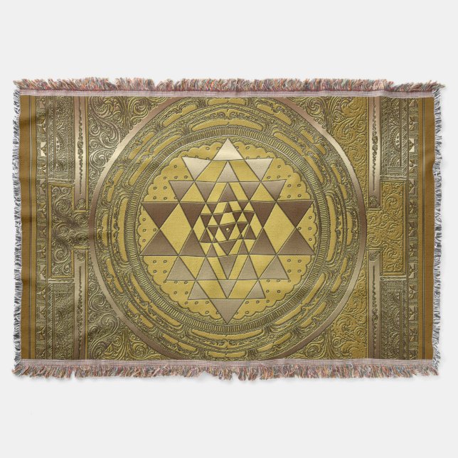 Sri Yantra Gold - Throw Blanket (Front)