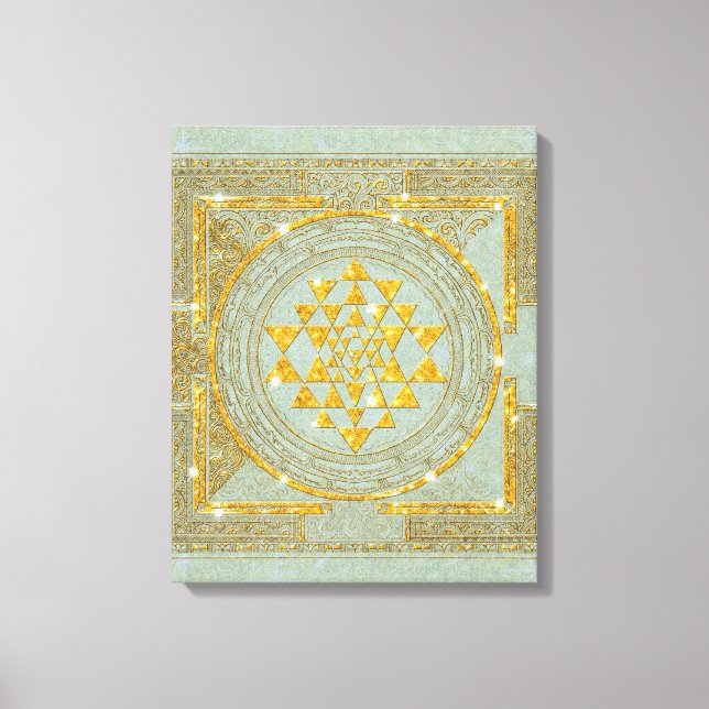 Sri Yantra Golden Glitter - Wrapped Canvas (Front)