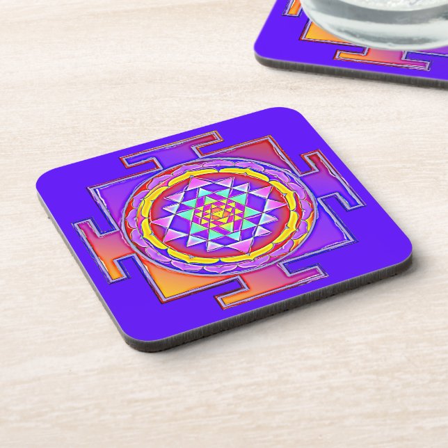 Sri Yantra - Hinduism Symbol Design 1 Coaster (Left Side)