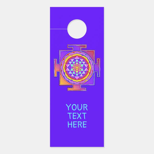 Sri Yantra - Hinduism Symbol Design 1 Door Hanger (Front)