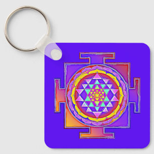 Sri Yantra - Hinduism Symbol Design 1 Key Ring