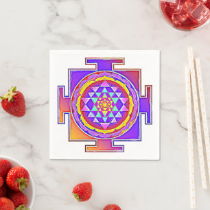 Sri Yantra - Hinduism Symbol Design 1 Napkin