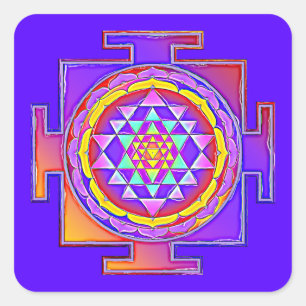 Sri Yantra - Hinduism Symbol Design 1 Square Sticker