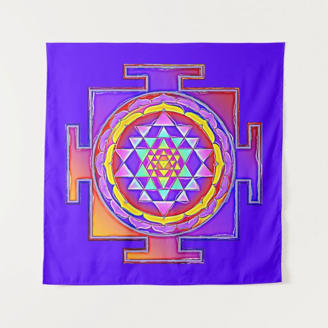 Sri Yantra - Hinduism Symbol Design 1 Tapestry (Front)