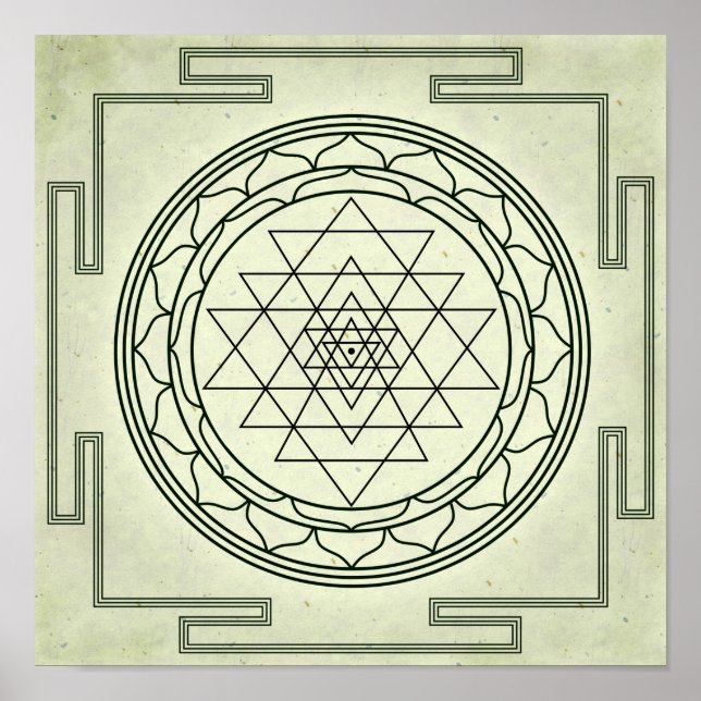 Sri Yantra on Parchment Poster (Front)