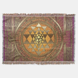 Sri Yantra Purple Sun - Throw Blanket
