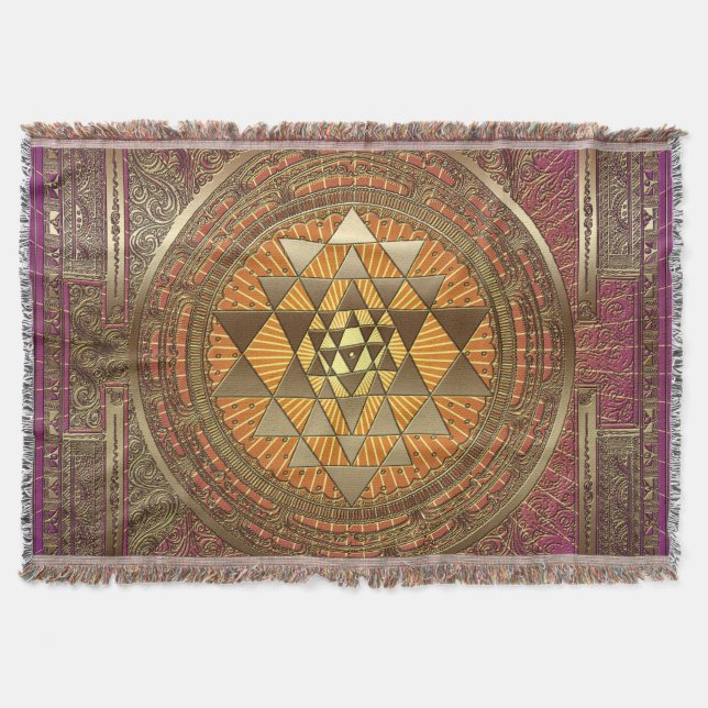 Sri Yantra Purple Sun - Throw Blanket (Front)