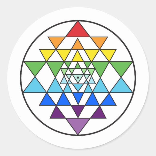 Sri Yantra Rainbow Sticker (Front)