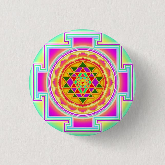 Sri Yantra Sacred Geometry 3 Cm Round Badge (Front)