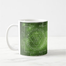 Sri Yantra Sacred Geometry Green Mug