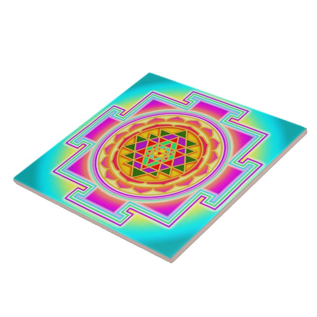 Sri Yantra Sacred Geometry Tile (Side)