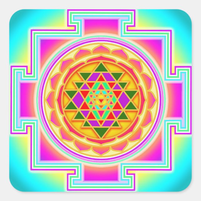 Sri Yantra Square Sticker (Front)