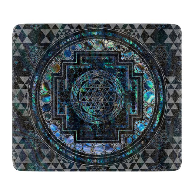 Sri Yantra  / Sri Chakra Abalone Shell and Silver Cutting Board (Front)