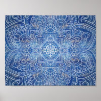 Sri Yantra / Sri Chakra Blue Watercolor