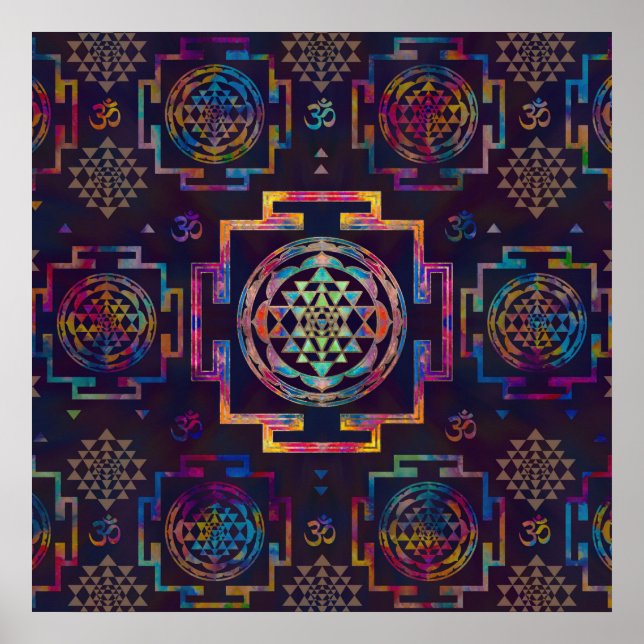 Sri Yantra  / Sri Chakra in colour Poster (Front)