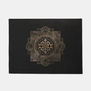 Sri Yantra  / Sri Chakra in golden lotus Doormat