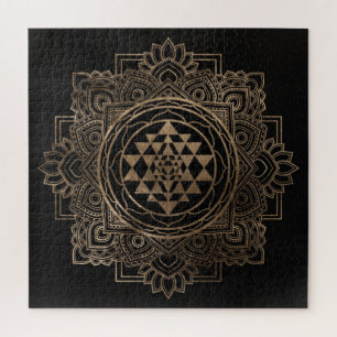 Sri Yantra  / Sri Chakra in golden lotus Jigsaw Puzzle