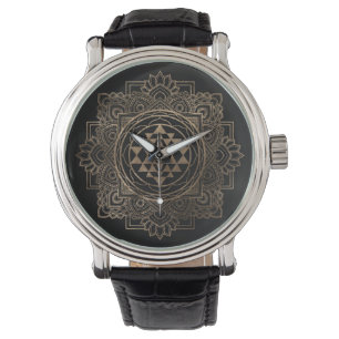Sri Yantra  / Sri Chakra in golden lotus Watch