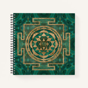 Sri Yantra / Sri Chakra Malachite and gold Notebook
