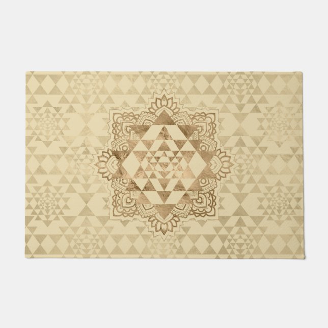 Sri Yantra  / Sri Chakra Pastel Gold Doormat (Front)
