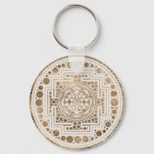 Sri Yantra  / Sri Chakra Pastel Gold Key Ring