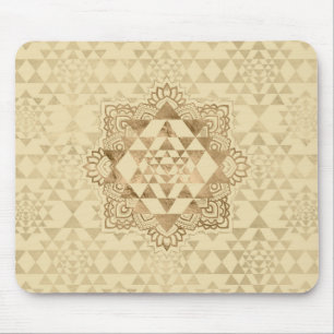 Sri Yantra / Sri Chakra Pastel Gold Mouse Pad