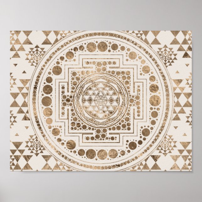 Sri Yantra / Sri Chakra Pastel Gold Poster (Front)