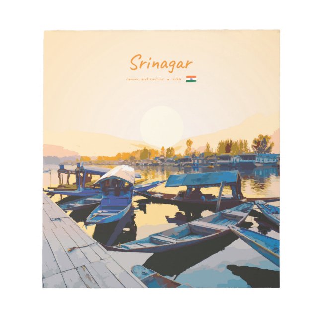 Srinagar, India - Dal Lake Shikara Boats Notepad (Front)