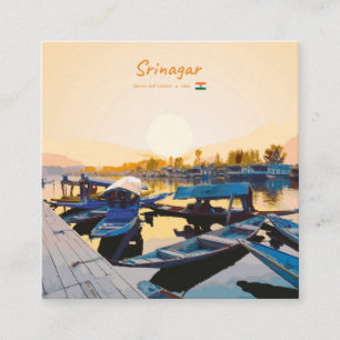 Srinagar, India - Dal Lake Shikara Boats Square Business Card