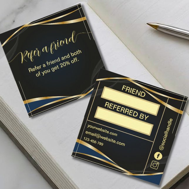  Sript Gold and Black Refera friend   Loyalty Card (Creator Uploaded)