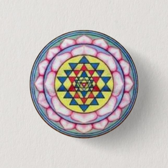sriyantra in Lotus 3 Cm Round Badge (Front)