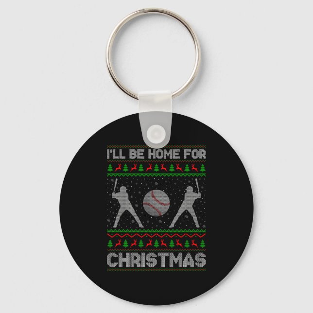 Srty Baseball Player Ugly Christmas Sweaters Xmas  Key Ring (Front)