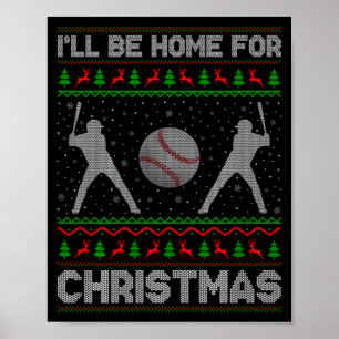 Srty Baseball Player Ugly Christmas Sweaters Xmas Poster
