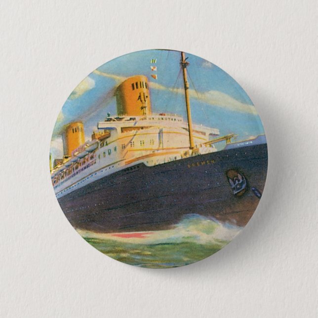 SS Bremen at Sea 6 Cm Round Badge (Front)