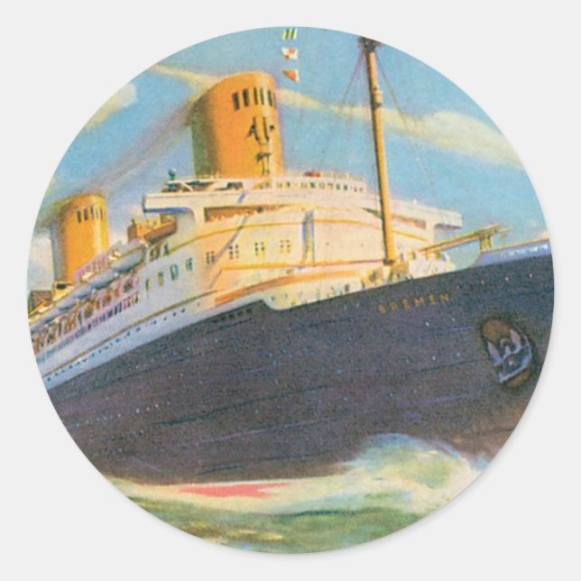 SS Bremen at Sea Classic Round Sticker (Front)